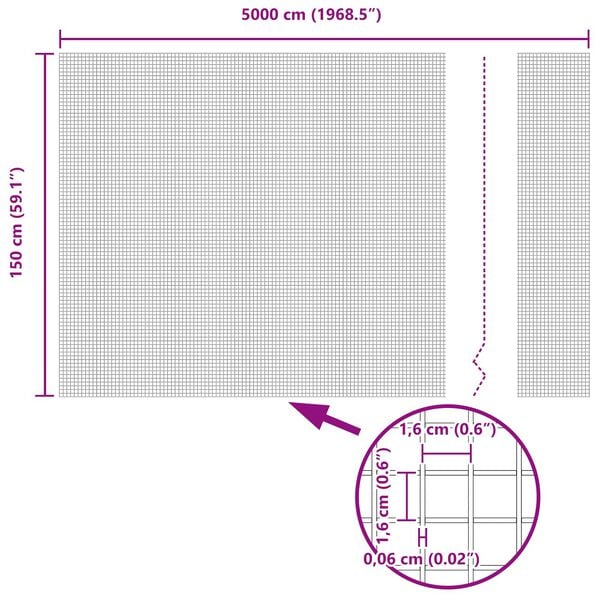 vidaXL Geschweißter Drahtzaun Silber 1,5 x 50 m Stahl