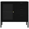 vidaXL Sideboard Schwarz 75x35x70 cm Stahl und Hartglas