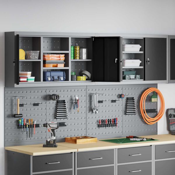 vidaXL Werkzeugschrank-Set 6 pcs Schwarz Pulverbeschichteter Stahl