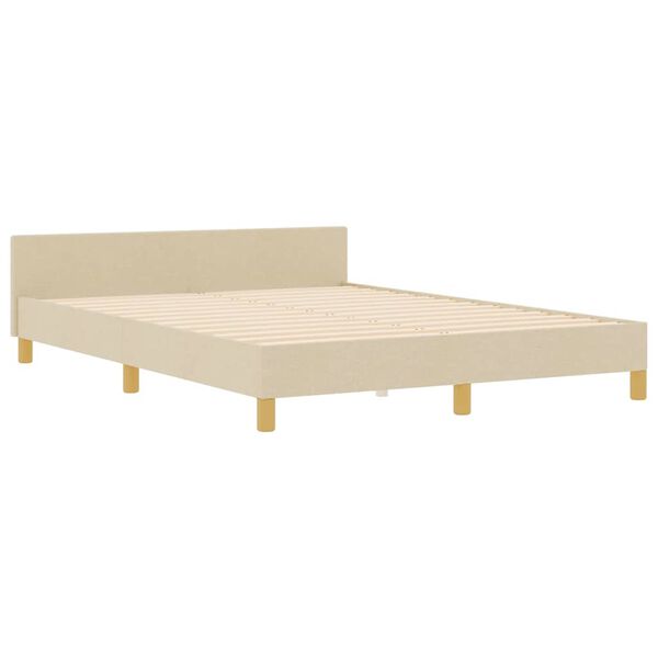 vidaXL Bettgestell mit Kopfteil Creme 140 x 190 cm Stoff