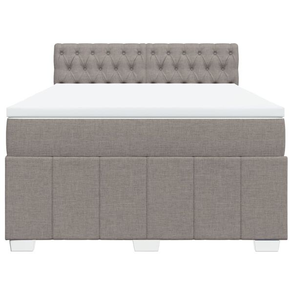 vidaXL Boxspringbett mit Matratze Taupe 140x190 cm Stoff