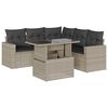 vidaXL 6-tlg. Garten-Sofagarnitur mit Kissen Hellgrau Poly Rattan
