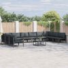 vidaXL Gartensofa-set mit Kissen 10 pcs Schwarz Stahl
