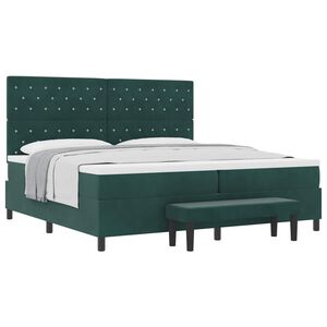 vidaXL Boxspringbett mit Matratze Dunkelgr&uuml;n 200 x 200 cm Samt