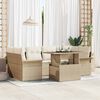 vidaXL Gartensofa-set mit Kissen mit Speicher 7 pcs Beige Poly Rattan