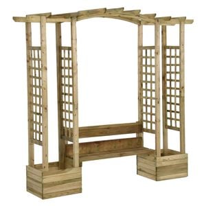 vidaXL Garten-Pergola mit Bank & Pflanzk&uuml;beln Kiefernholz Impr&auml;gniert