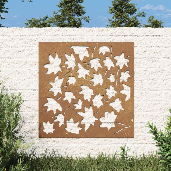 vidaXL Garten-Wanddeko 55x55 cm Cortenstahl Ahornblatt-Design