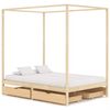 vidaXL Himmelbett-Gestell mit 4 Schubladen Massivholz Kiefer 140x200cm