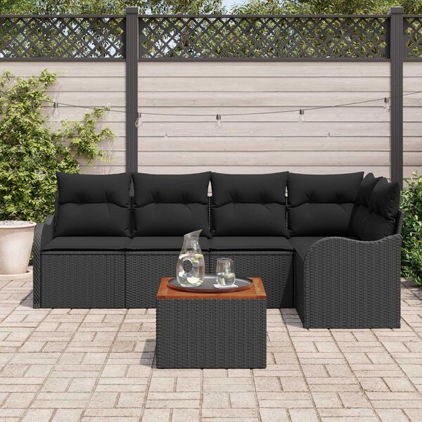 vidaXL Garten-Sofa-Set 6 pcs Schwarz