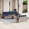 vidaXL 10-teiliges Gartensofa-Set mit Kissen, grau, Polyrattan