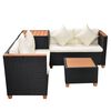 vidaXL 4-tlg. Garten-Lounge-Set mit Auflagen Poly Rattan Schwarz