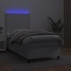 vidaXL Boxspringbett mit Matratze & LED Weiß 100x200 cm Kunstleder