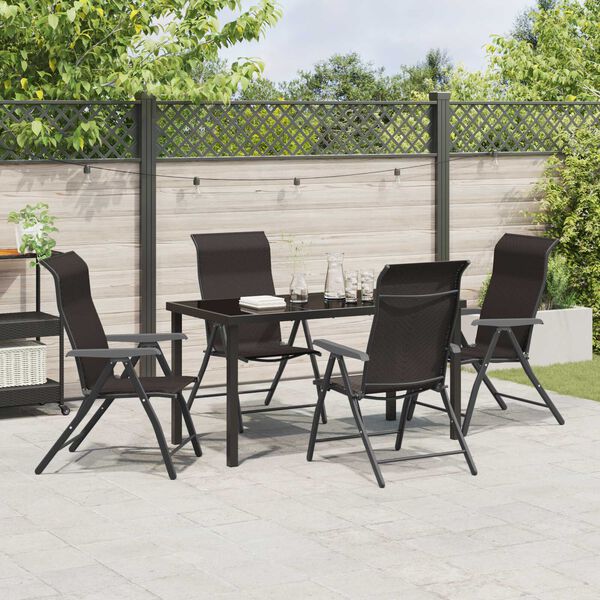 vidaXL Garten Essgruppe 5 pcs Schwarzer Kaffee Poly Rattan