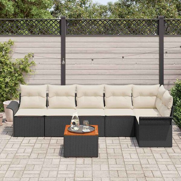 vidaXL Garten-Sofa-Set 7 pcs Schwarz Poly Rattan