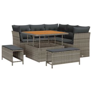 vidaXL Gartensofa-set 8 pcs Grau Poly-Rattan