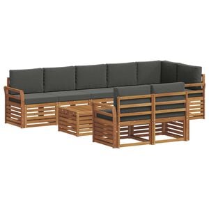 vidaXL Outdoor-Sofagarnitur 9 stk. Natur und Anthrazit Polyester