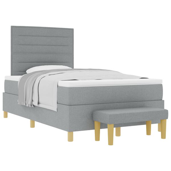 vidaXL Boxspringbett mit Matratze Hellgrau 120 x 190 cm Stoff
