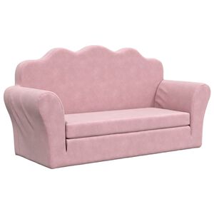 vidaXL Kinder-Schlafsofa 2-Sitzer Rosa Weicher Pl&uuml;sch
