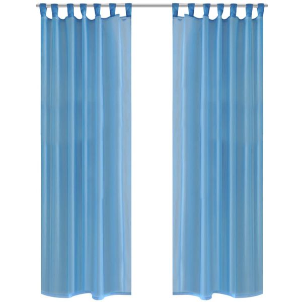 2 x Transparente Gardine Fertiggardine 140 x 245 cm türkis