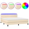 vidaXL Boxspringbett mit Matratze & LED Creme 160x200 cm Stoff