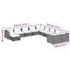 vidaXL 11-tlg. Garten-Lounge-Set mit Kissen Poly Rattan Schwarz