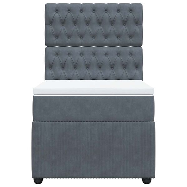 vidaXL Boxspringbett mit Matratze Dunkelgrau 90x200 cm Samt