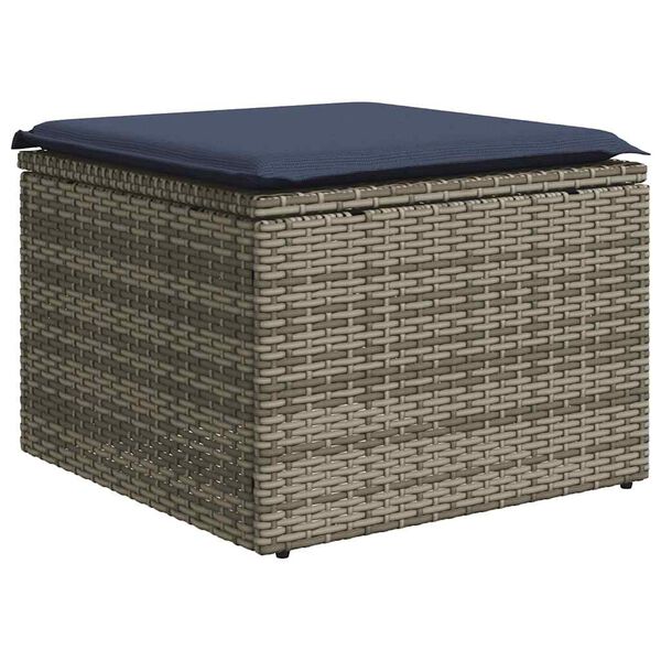 vidaXL 2-tlg. Garten-Sofagarnitur mit Kissen Grau Poly Rattan Akazie