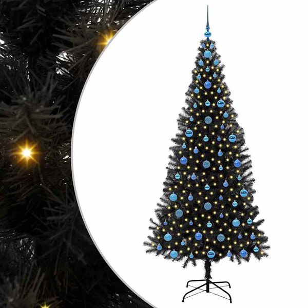 vidaXL Weihnachtsbaum mit 300 LEDs mit St&auml;nder Schwarz 210 cm PVC