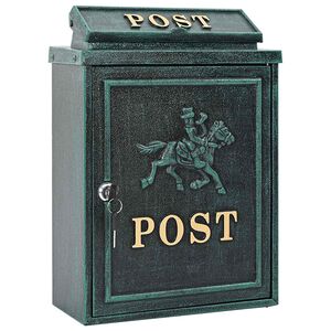 vidaXL Wandmontierter Briefkasten Gr&uuml;n 29 x 13 x 41 cm Gussaluminium