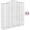 vidaXL Gabionen mit Hochbogen 3 Stk. 200x50x200/220cm Verzinktes Eisen