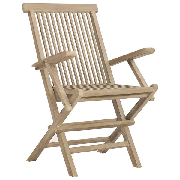 vidaXL Gartenstühle 2 Stk. Klappbar Grau 56x61x89 cm Massivholz Teak