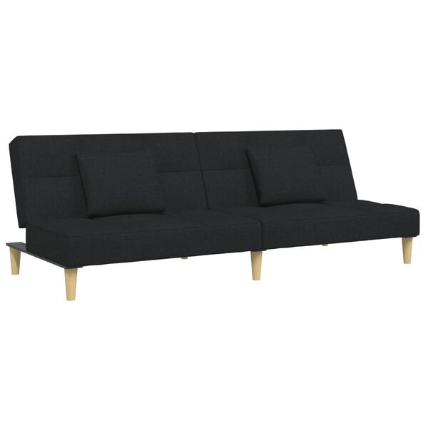 vidaXL Schlafsofa 2-Sitzer mit Fu&szlig;hocker Schwarz Stoff