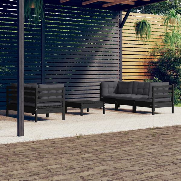 vidaXL 6-tlg. Garten-Lounge-Set mit Anthrazit Kissen Kiefernholz