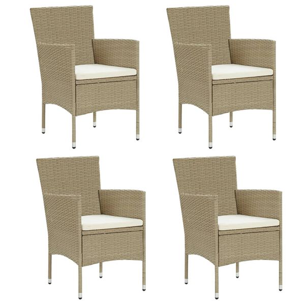 vidaXL Garten-Essstühle 4 Stk. Poly Rattan Beige