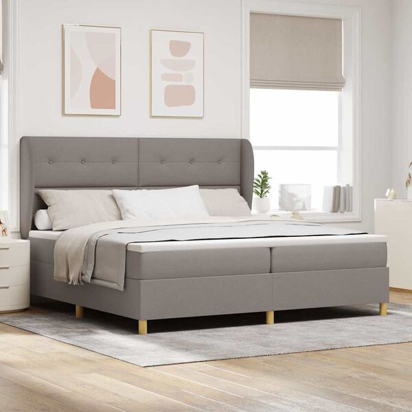vidaXL Boxspringbett mit Matratze Dunkelgrau 90x190 cm Taupe Stoff