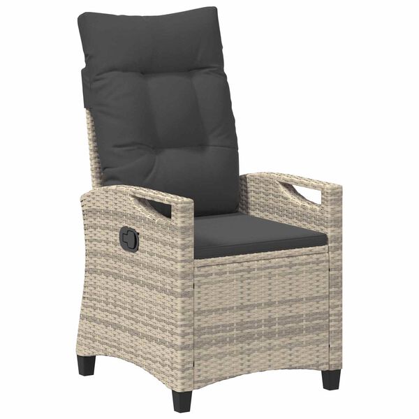 vidaXL Verstellbarer Gartenstuhl Hellgrau und Dunkelgrau Poly-Rattan