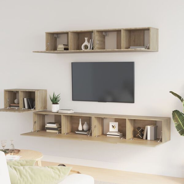 vidaXL 5-tlg. TV-Schrank-Set Sonoma-Eiche Holzwerkstoff