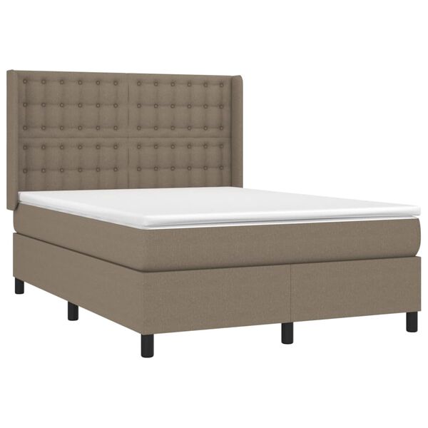 vidaXL Boxspringbett mit Matratze Taupe 140x200 cm Stoff