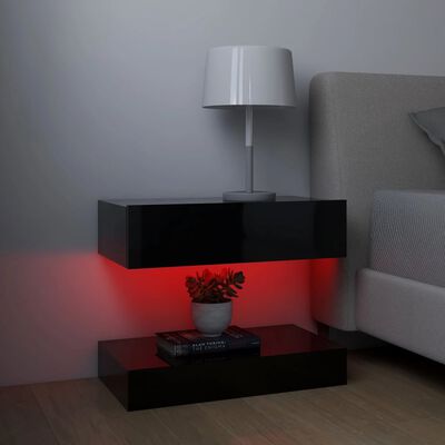 vidaXL TV-Schränke mit LED-Leuchten 2 Stk. Hochglanz-Schwarz 60x35 cm
