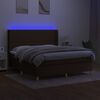 vidaXL Boxspringbett mit Matratze & LED Dunkelbraun 160x200 cm Stoff