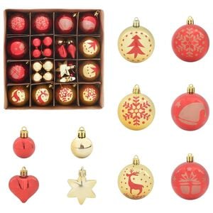vidaXL Weihnachtskugel-Set 40 Stk. Gold und Rot &Oslash; 6 cm Kunststoff LEDs