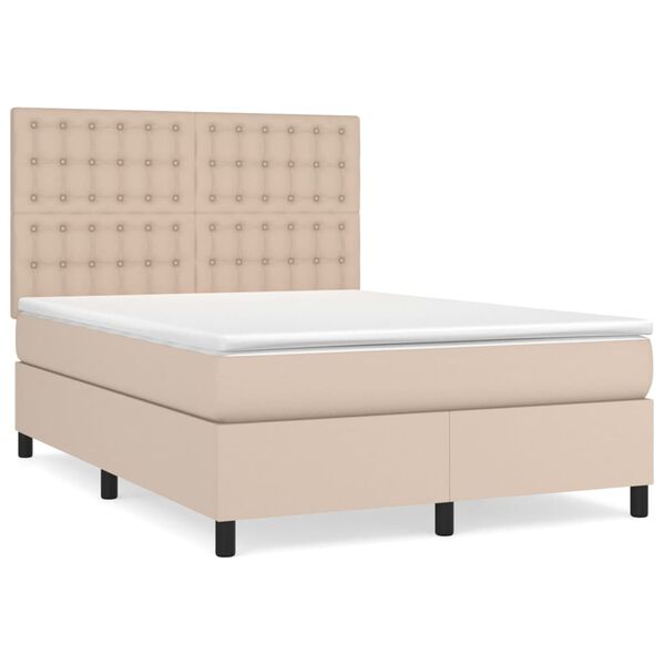 vidaXL Boxspringbett Matratze Cappuccino-Braun 140x190cm Kunstleder