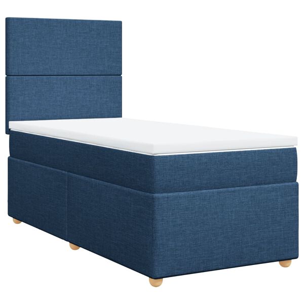 vidaXL Boxspringbett mit Matratze Blau 80x200 cm Stoff