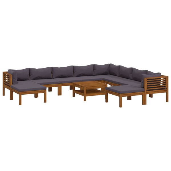 vidaXL 11-tlg. Garten-Lounge-Set mit Auflage Massivholz Akazie
