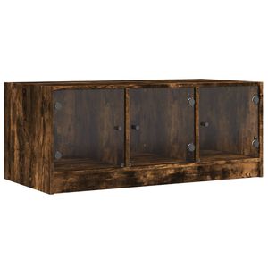 vidaXL Couchtisch mit Glast&uuml;ren R&auml;uchereiche 102x50x42 cm