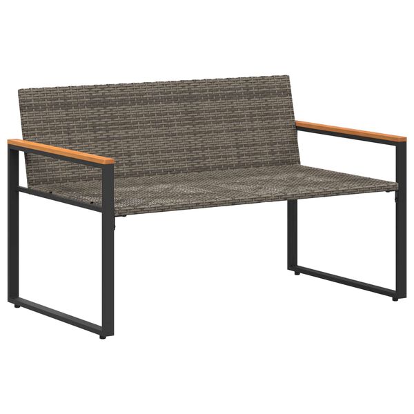 vidaXL Bank mit Kissen Grau und Marineblau 115 x 65 x 72 cm Rattan