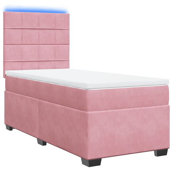 vidaXL Boxspringbett mit Matratze Rosa 90x190 cm Samt