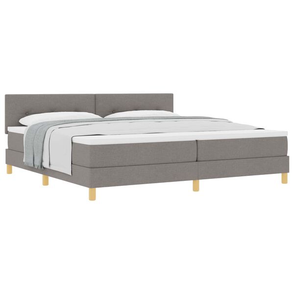 vidaXL Boxspringbett mit Kissen mit Kopfteil Taupe 200 x 200 cm Stoff