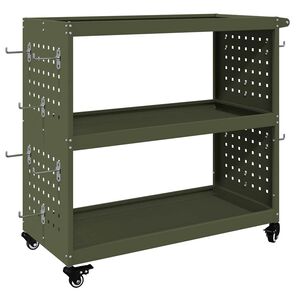 vidaXL Werkzeugwagen Olivgr&uuml;n 75 x 35 x 73 cm Kaltgewalzter Stahl