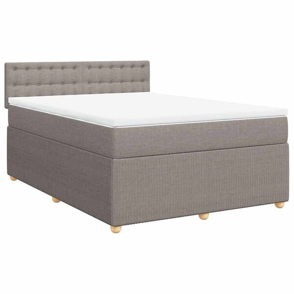 vidaXL Boxspringbett mit Matratze Taupe 160x200 cm Stoff